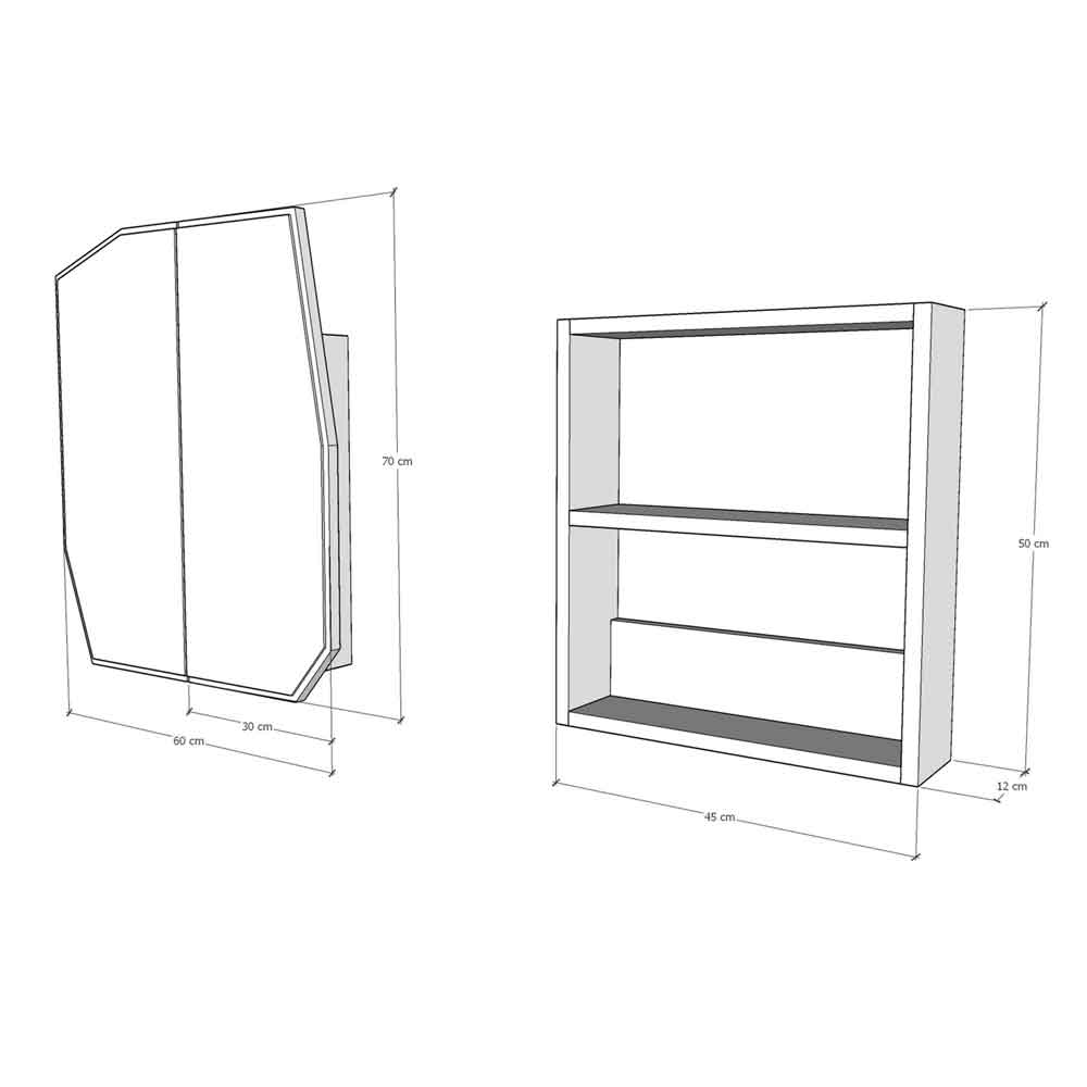 Quartz Wooden Bathroom Mirror Cabinet in Black