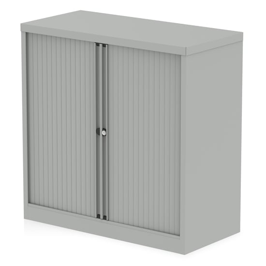 Read more about Qube 1000mm steel 2 doors side tambour storage in goose grey