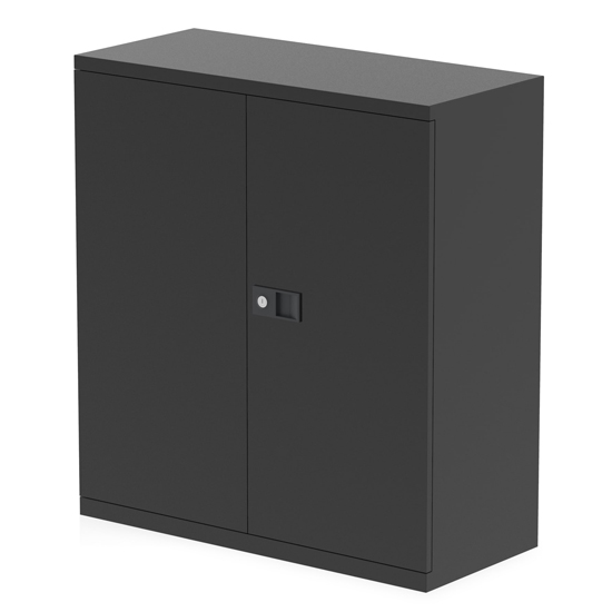 Read more about Qube 1000mm steel 2 doors stationery cupboard in black