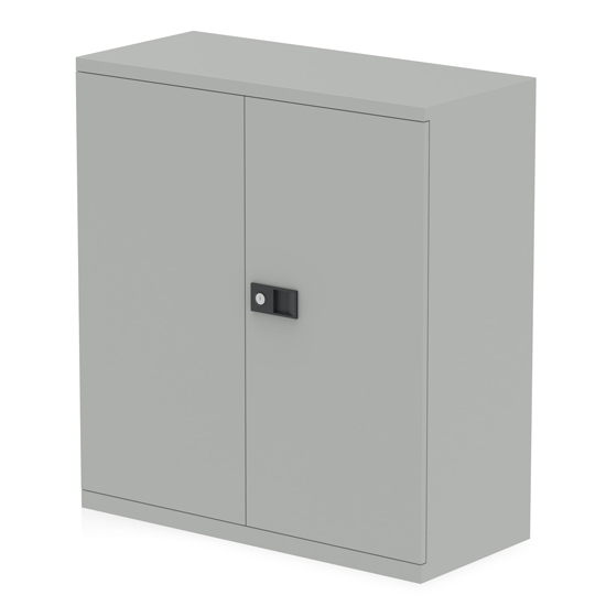 Read more about Qube 1000mm steel 2 doors stationery cupboard in goose grey