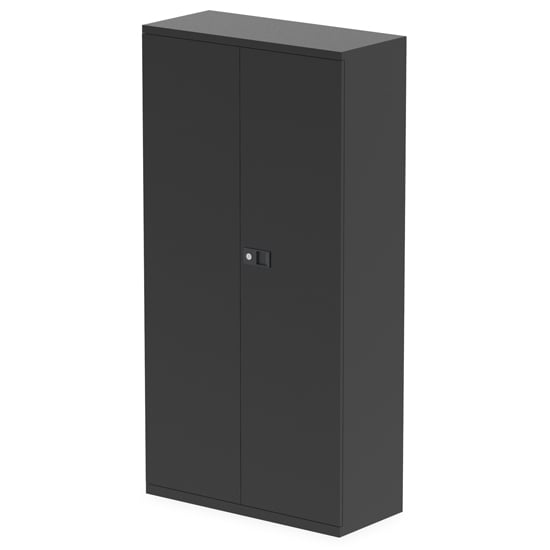 Qube 1800mm Steel 2 Doors Stationery Cupboard In Black