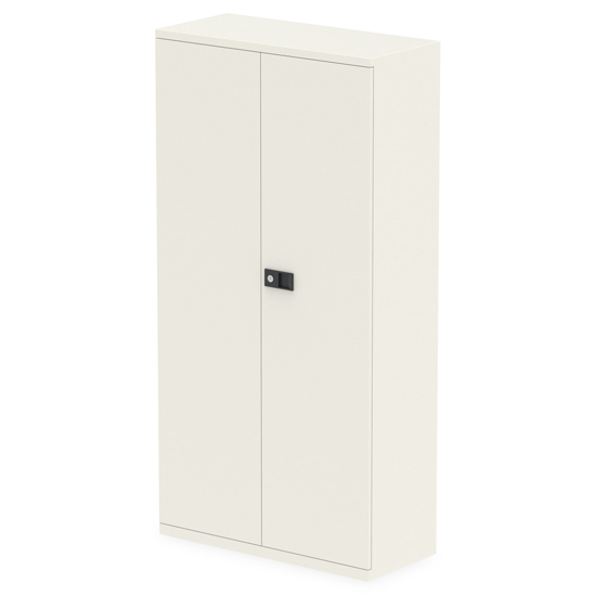 Read more about Qube 1800mm steel 2 doors stationery cupboard in chalk white