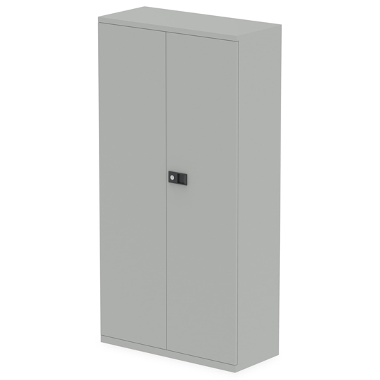 Qube 1800mm Steel 2 Doors Stationery Cupboard In Goose Grey Furniture 