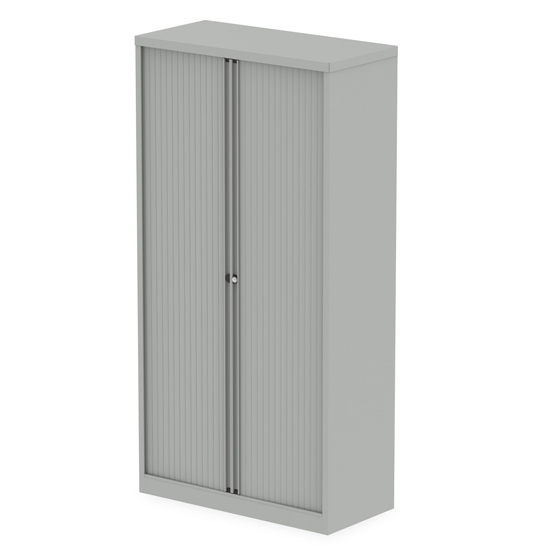 Read more about Qube 2000mm steel 2 doors side tambour storage in goose grey