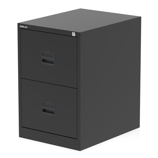 Photo of Qube steel 2 drawers filing cabinet in black