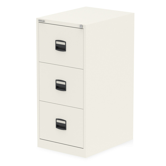 Qube Steel 3 Drawers Filing Cabinet In Chalk White