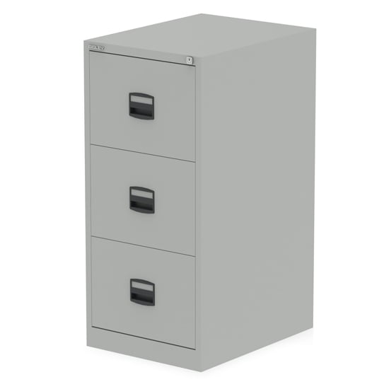 Photo of Qube steel 3 drawers filing cabinet in goose grey