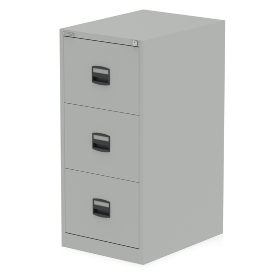 Qube Steel 3 Drawers Filing Cabinet In Goose Grey