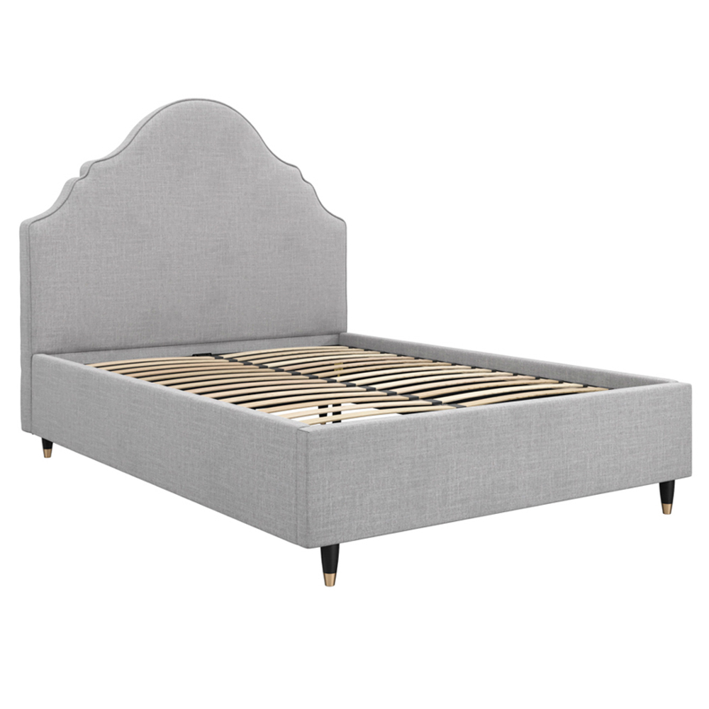 Quebec Fabric Double Bed - Light Grey