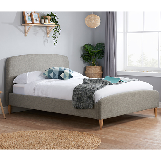 Photo of Quebec soft fabric king size bed in grey