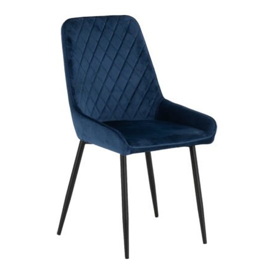 Qinson Straight Edge Dining Table With 4 Avah Blue Chairs