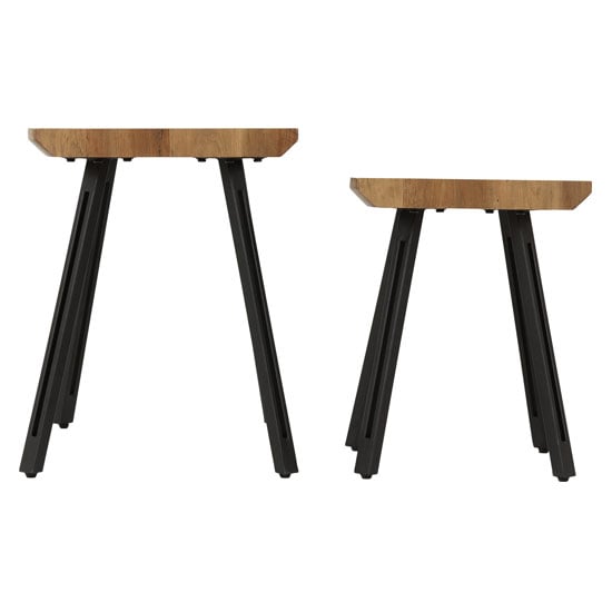 Qinson Wave Edge Set Of 2 Nest Of Tables In Medium Oak Effect