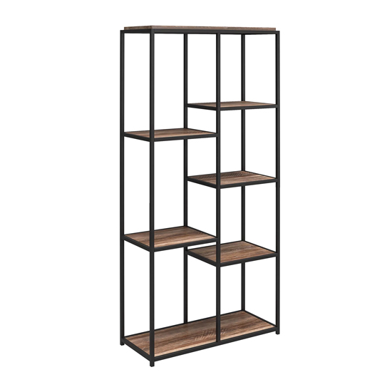 Quebec Wooden Bookcase With 5 Shelves In Weathered Oak
