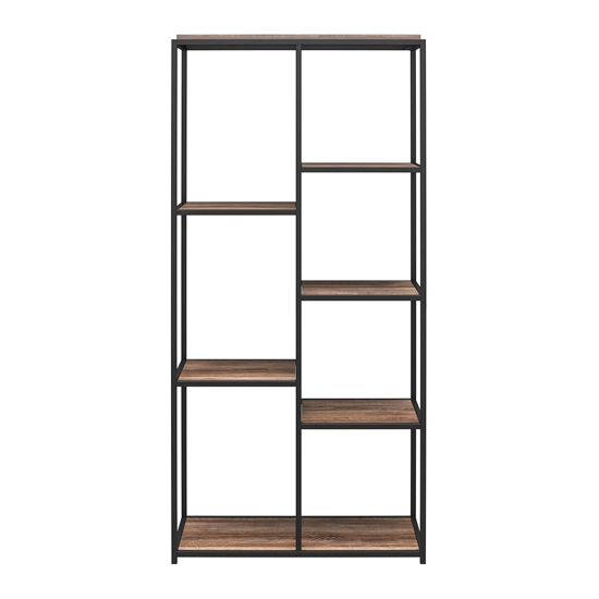 Quebec Wooden Bookcase With 5 Shelves In Weathered Oak