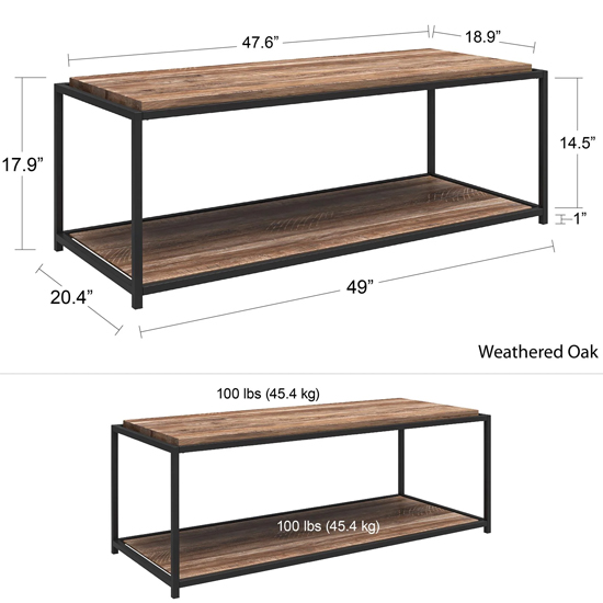 Quebec Wooden Coffee Table In Weathered Oak