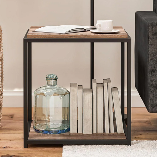 Quebec Wooden Side Table In Weathered Oak