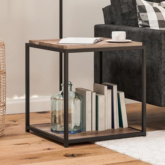 Product photograph of Quebec Wooden End Table In Weathered Oak from Furniture in Fashion