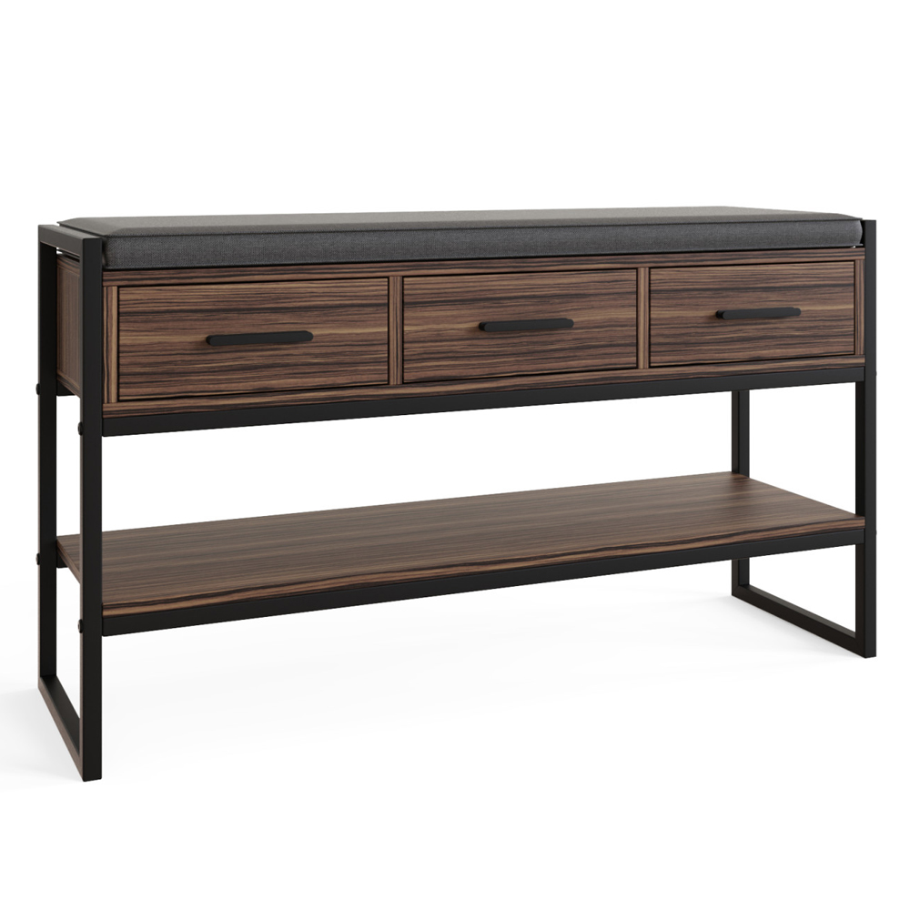 Quebec Wooden Shoe Storage Bench In Walnut And Grey