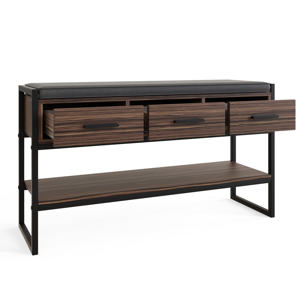 Quebec Wooden Shoe Storage Bench In Walnut And Grey
