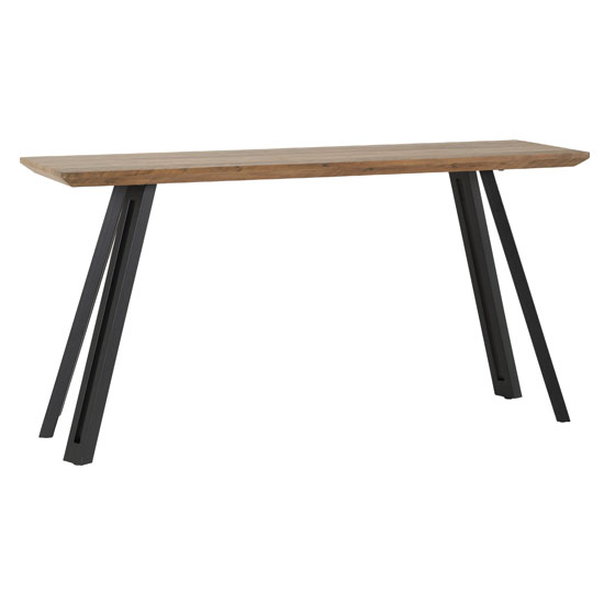 Qinson Wooden Straight Edge Console Table In Medium Oak Effect_2