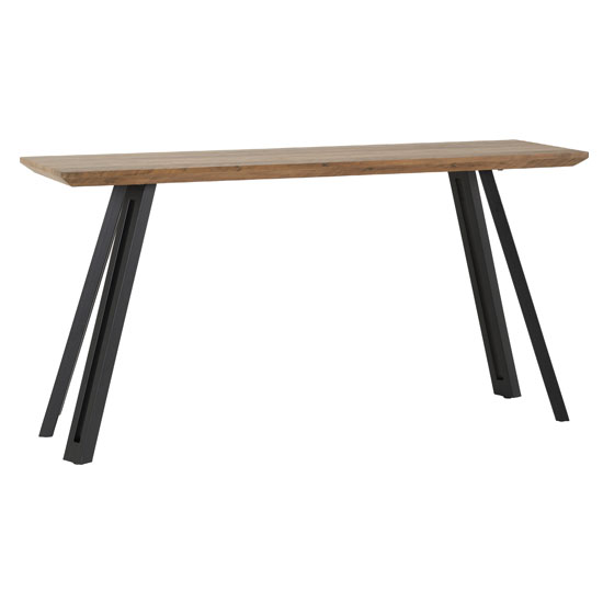 Qinson Wooden Straight Edge Console Table In Medium Oak Effect