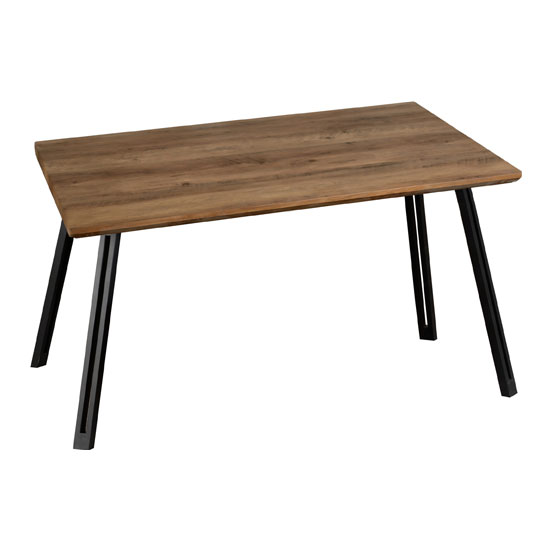 Qinson Wooden Straight Edge Dining Table In Medium Oak Effect