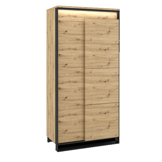 Product photograph of Quebec Wooden Wardrobe With 2 Doors In Artisan Oak With Led from Furniture in Fashion