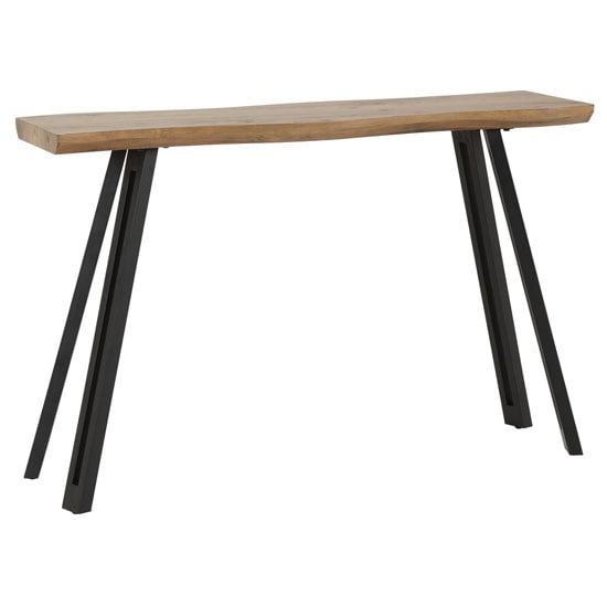 Qinson Wooden Wave Edge Console Table In Medium Oak Effect