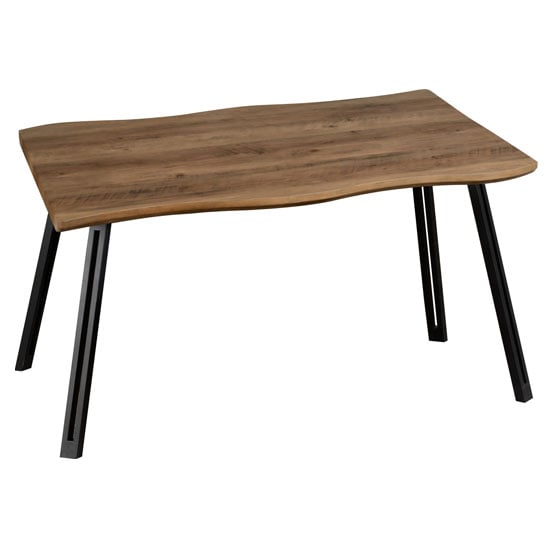 Product photograph of Qinson Wooden Wave Edge Dining Table In Medium Oak Effect from Furniture in Fashion