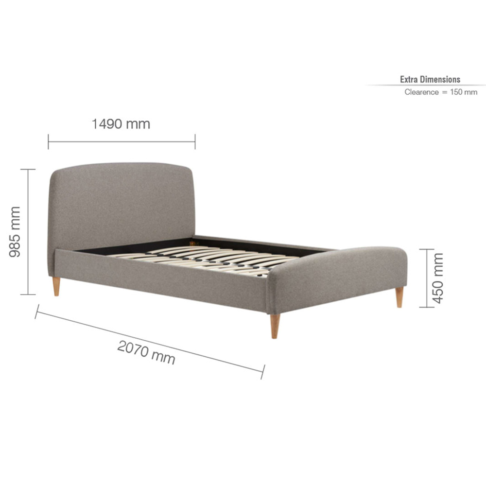 Quebecor Fabric Double Bed In Grey