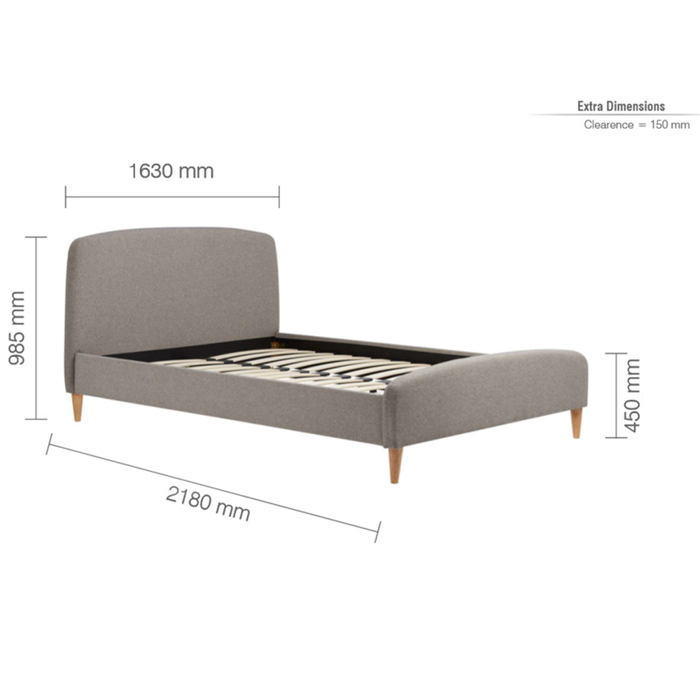Quebecor Fabric King Size Bed In Grey