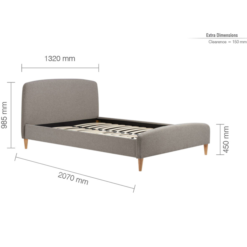 Quebecor Fabric Small Double Bed In Grey