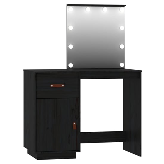 Quella Pinewood Dressing Table In Black With LED Lights_5
