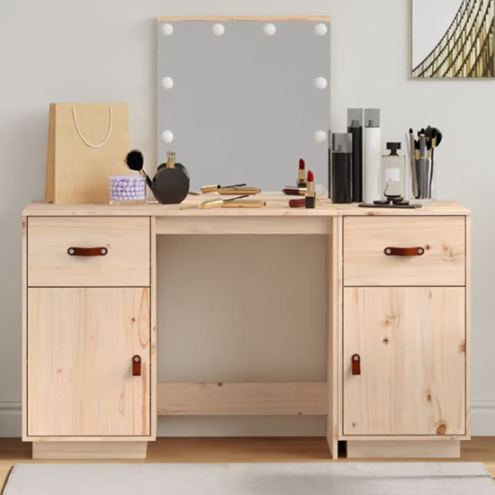 Quella Pinewood Dressing Table In Natural With LED Lights_2