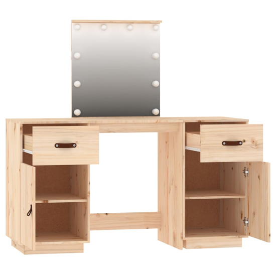 Quella Pinewood Dressing Table In Natural With LED Lights_4