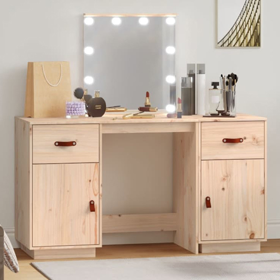 Quella Pinewood Dressing Table In Natural With LED Lights_1