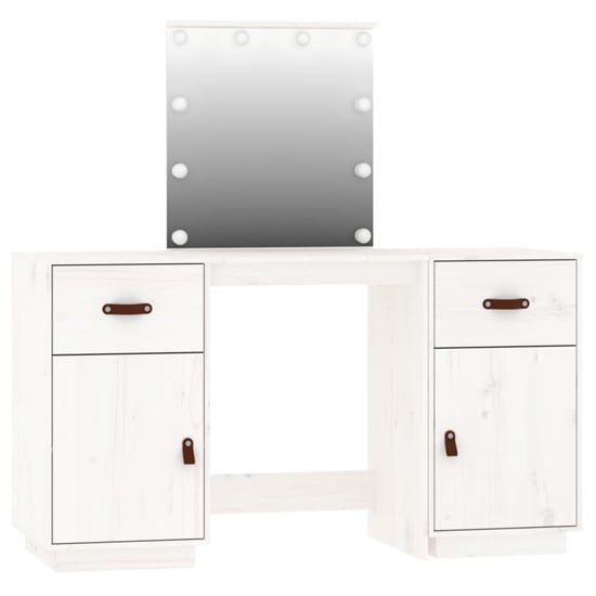 Quella Pinewood Dressing Table In White With LED Lights_3