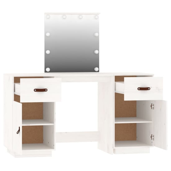 Quella Pinewood Dressing Table In White With LED Lights_4