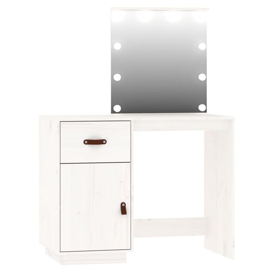Quella Pinewood Dressing Table In White With LED Lights_5