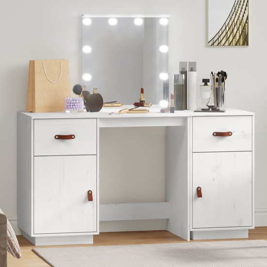 Photo of Quella pinewood dressing table in white with led lights