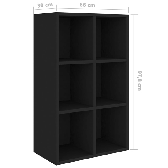 Quena Wooden Bookcase With 6 Compartments In Black_6