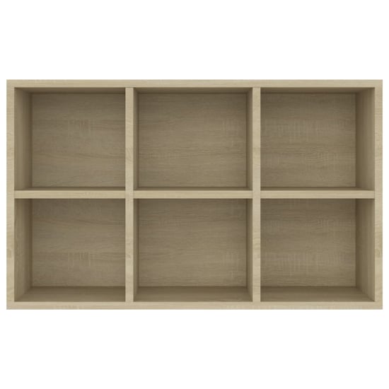 Quena Wooden Bookcase With 6 Compartments In Sonoma Oak