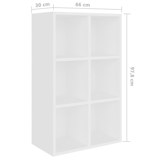 Quena Wooden Bookcase With 6 Compartments In White