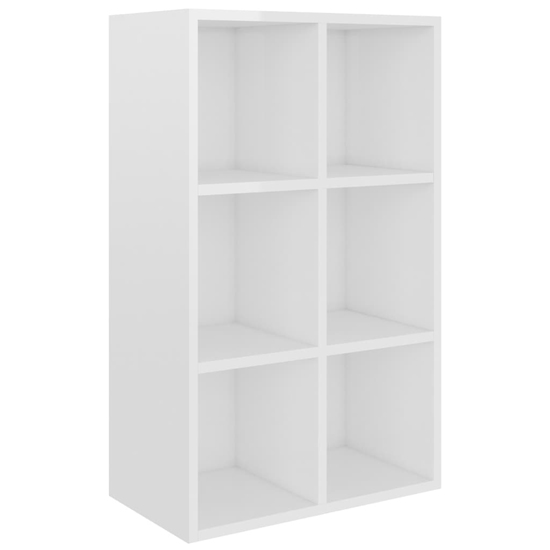 Quena High Gloss Bookcase With 6 Compartments In White_3