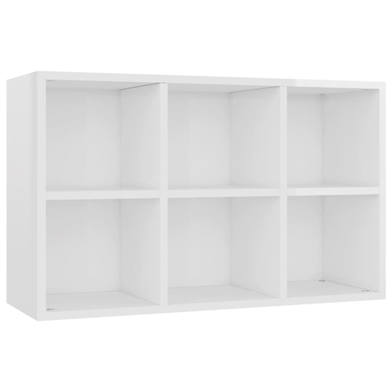 Quena High Gloss Bookcase With 6 Compartments In White_4