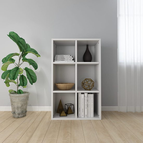 Quena High Gloss Bookcase With 6 Compartments In White_1