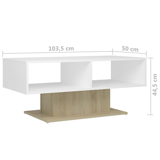 Quenti Wooden Coffee Table With Shelves In White And Sonoma Oak_4