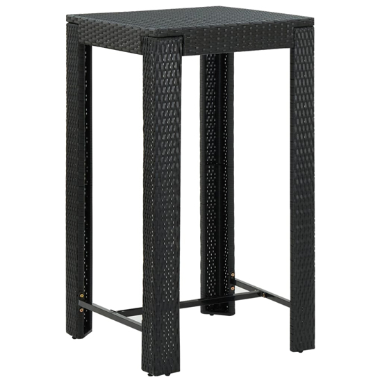 Quest Solid Wood 3 Piece Garden Bar Set In Black Poly Rattan