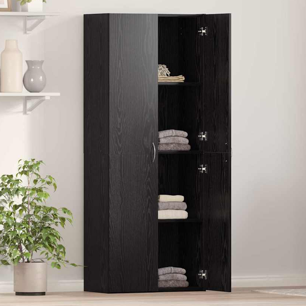 Quilcene 153cm Wooden Office Cabinet In Black Oak