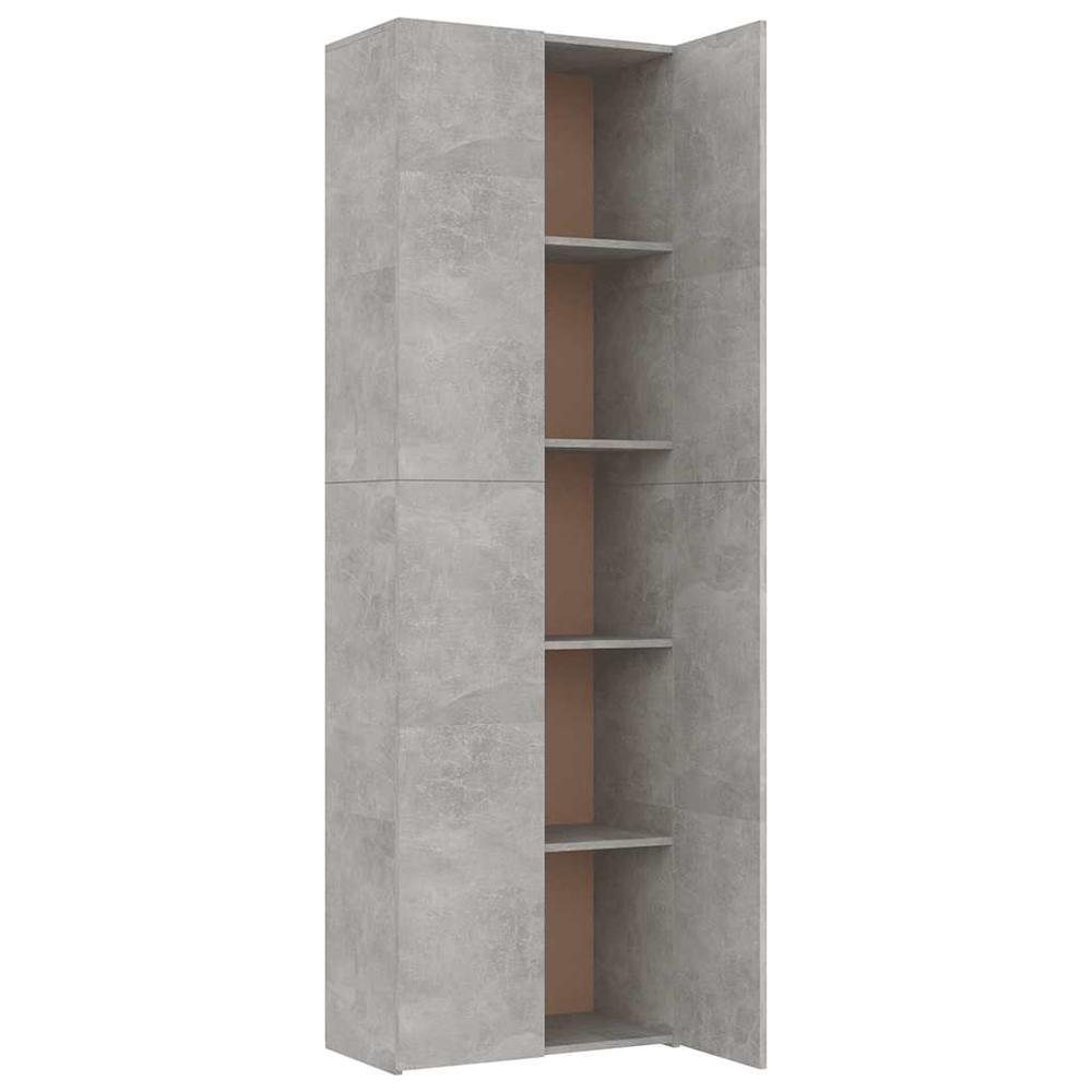 Quilcene 190cm Wooden Office Cabinet In Concrete Grey